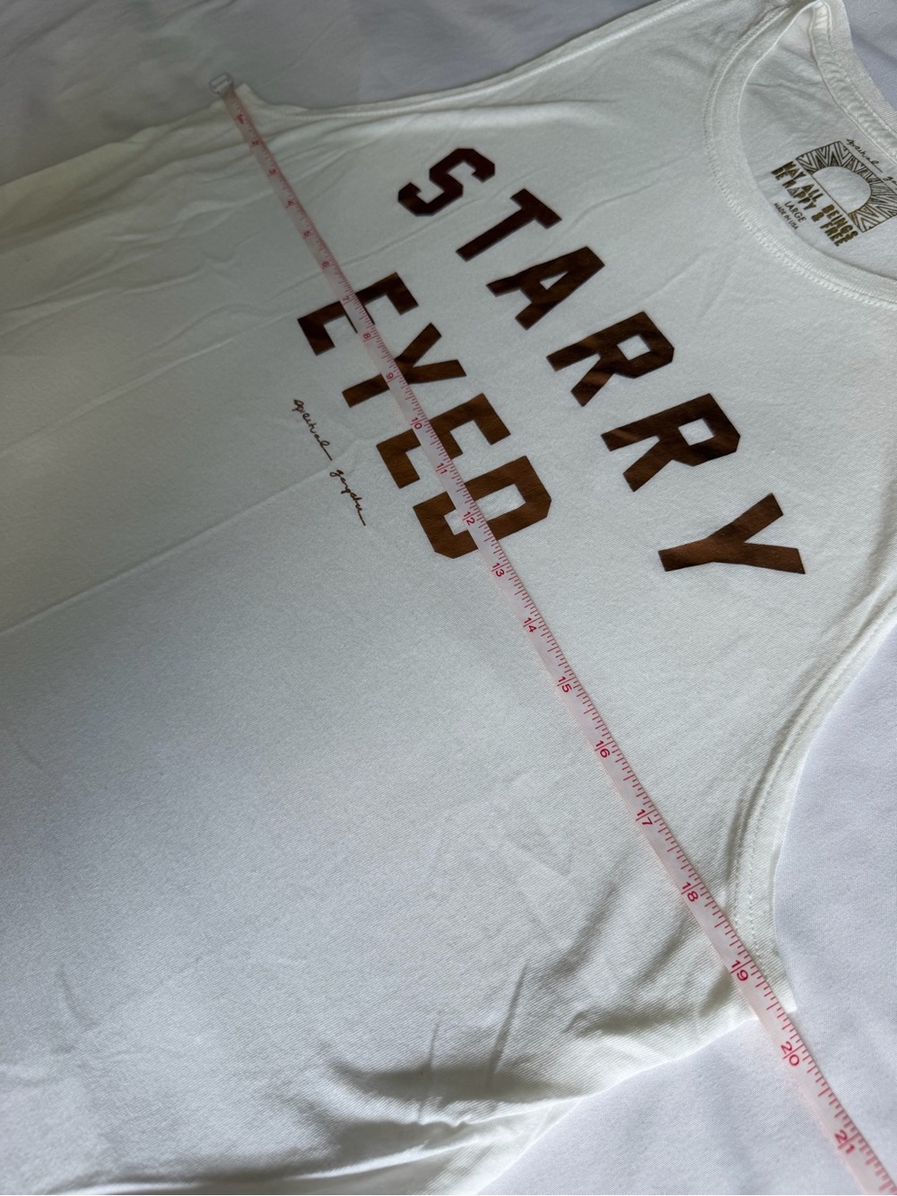 Spiritual Gangster "Starry Eyed" White Rose Gold Graphic Muscle Tank Top - Picture 15 of 15